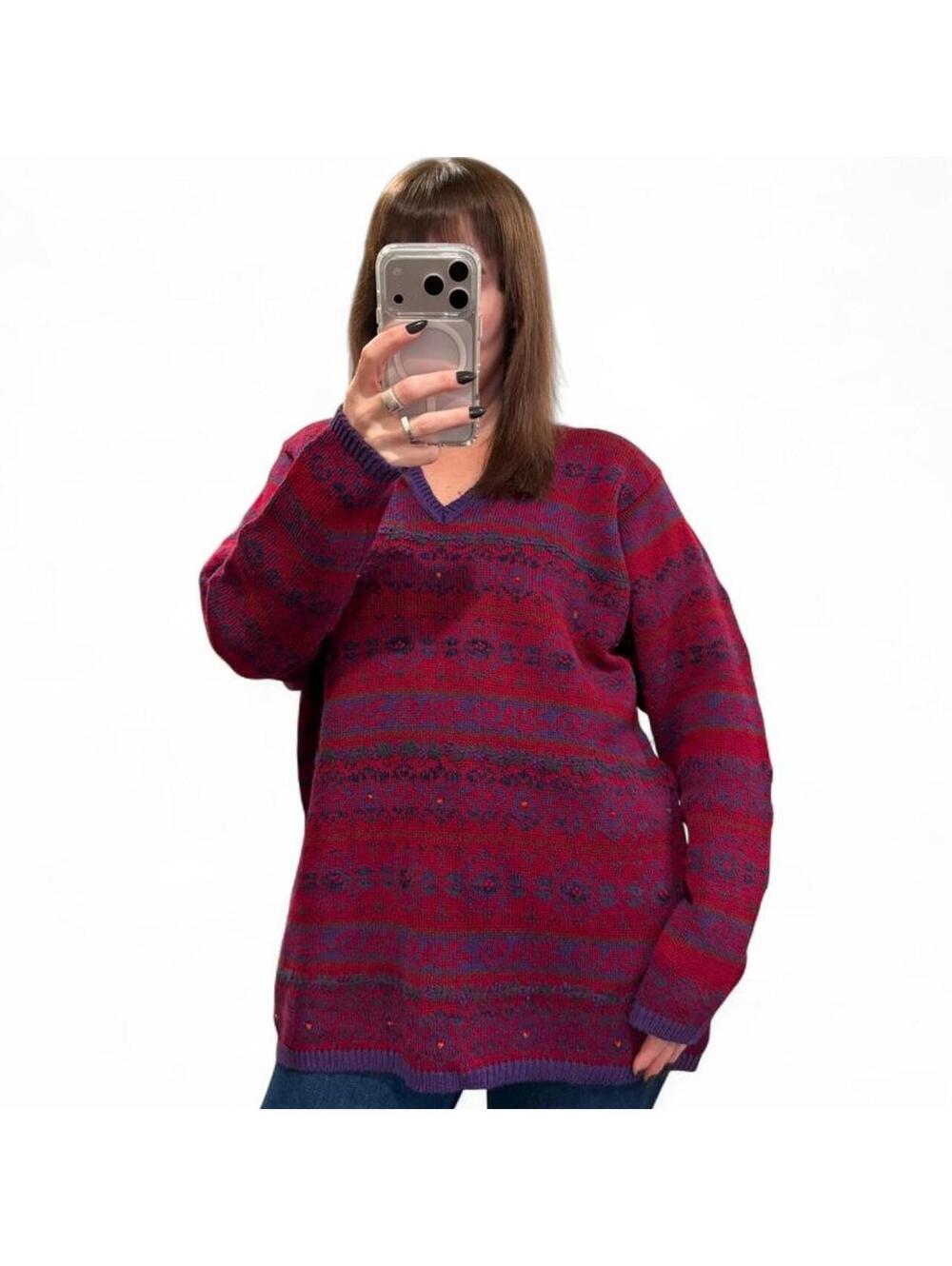 Vintage 90s Jantzen Fair Isle Knit Sweater